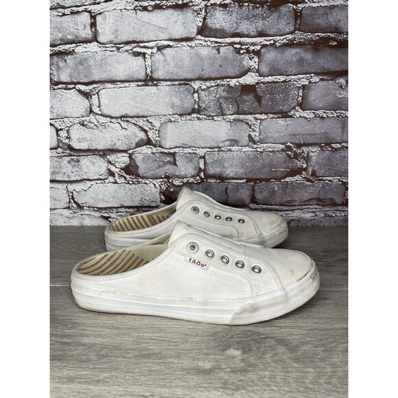 TAOS Ez Soul White Canvas Fabric Slip On Mule Sneakers Women’s Sz 9.5M US/40EU - Picture 1 of 16